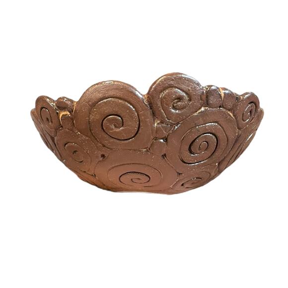 Handmade Pottery Ceramic Coil Bowl Antique Bronze - Picture 1 of 5